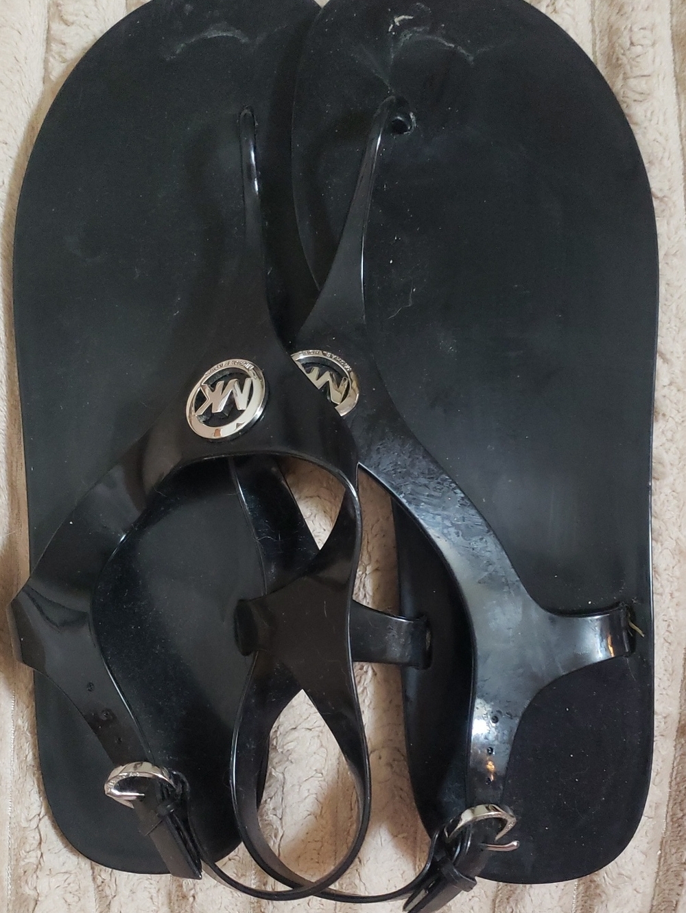 Michael Kors Black Jelly Logo Thong Sandals SIZE 11